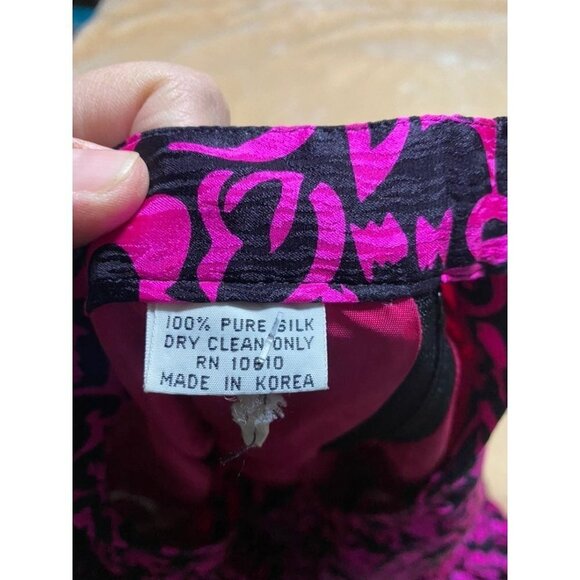 Vintage Fuchsia Pink Silk 3 Layered Ruffle Midi Skirt y2k retro M - Picture 3 of 5